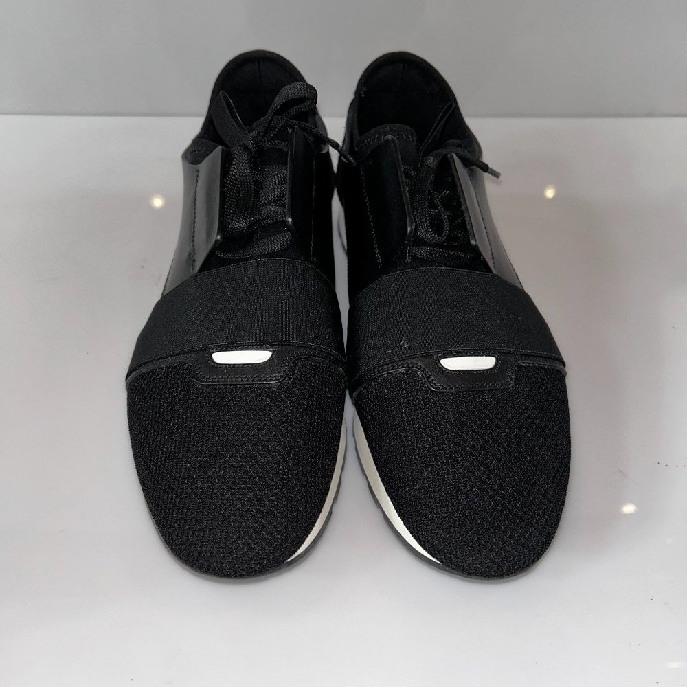 BALENCIAGA MENS SNEAKERS, SIZE 12 US, BLACK/RED GENTLY WORN
